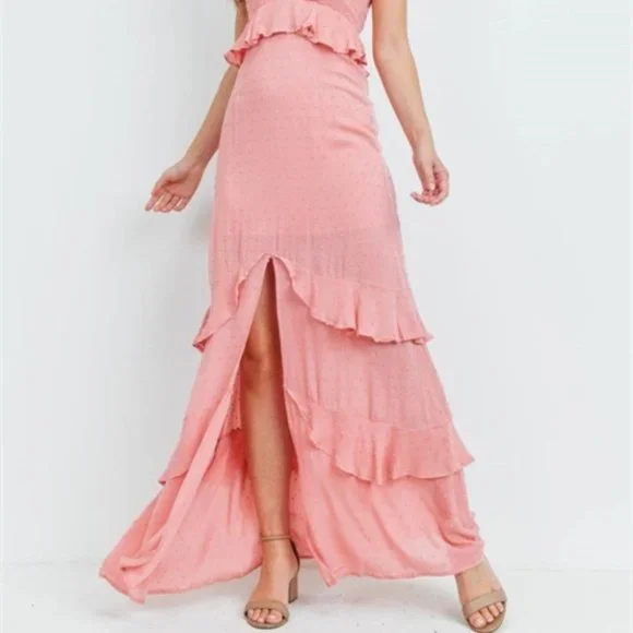 PINK MAXI TEXTURED DRESS - Picture 5 of 10